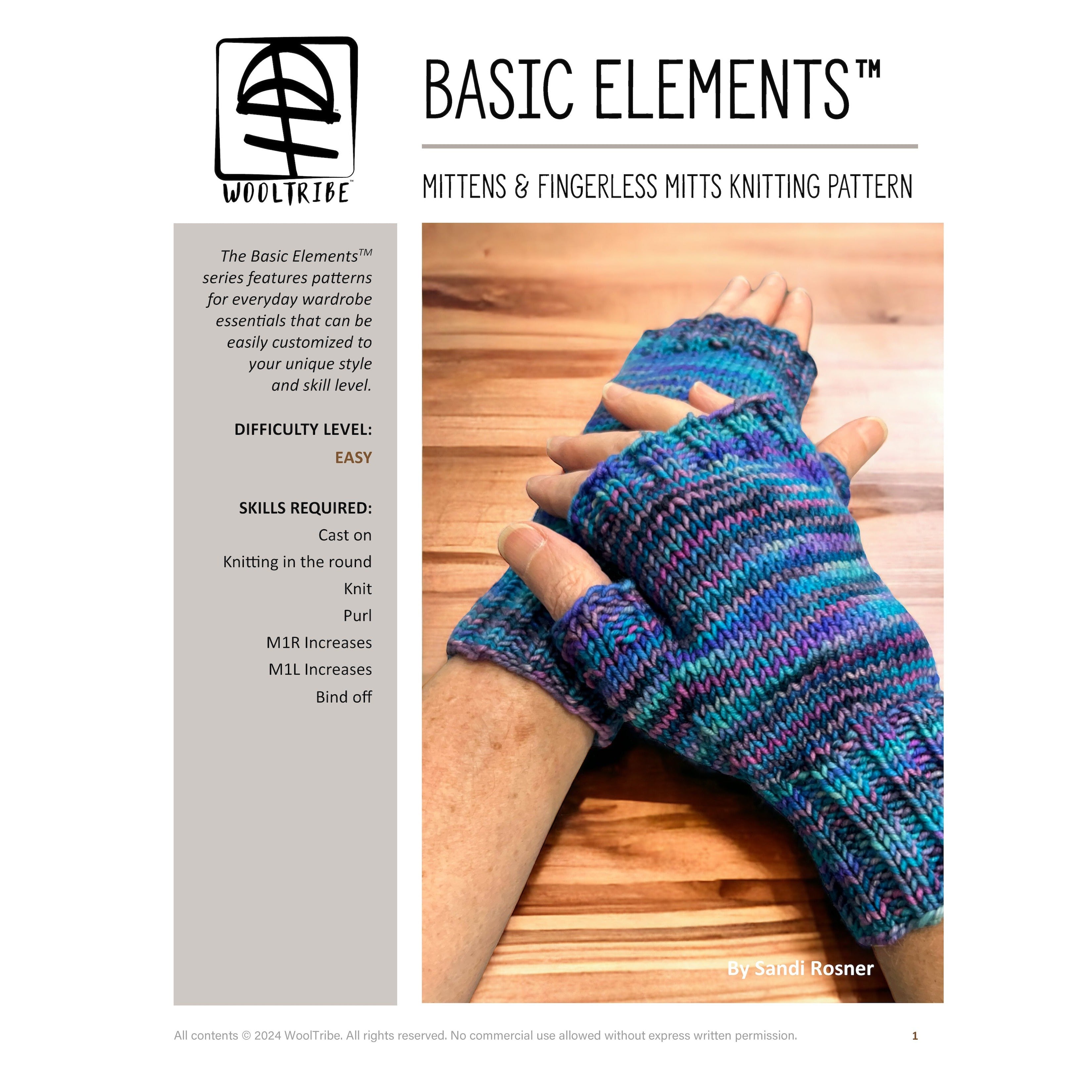 Basic Elements™ Mittens and Fingerless Mitts Knitting Pattern from