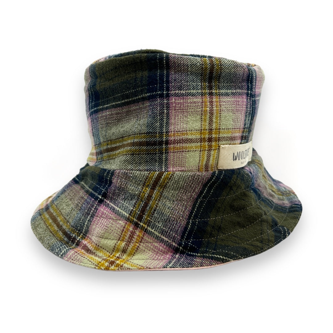 -The Essential Bucket Hat - Loden Plaid and Pink-WOOLTRIBE