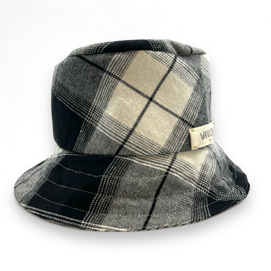 Lifestyle photo for The Essential Bucket Hat - Black Plaid and Stripe-WOOLTRIBE