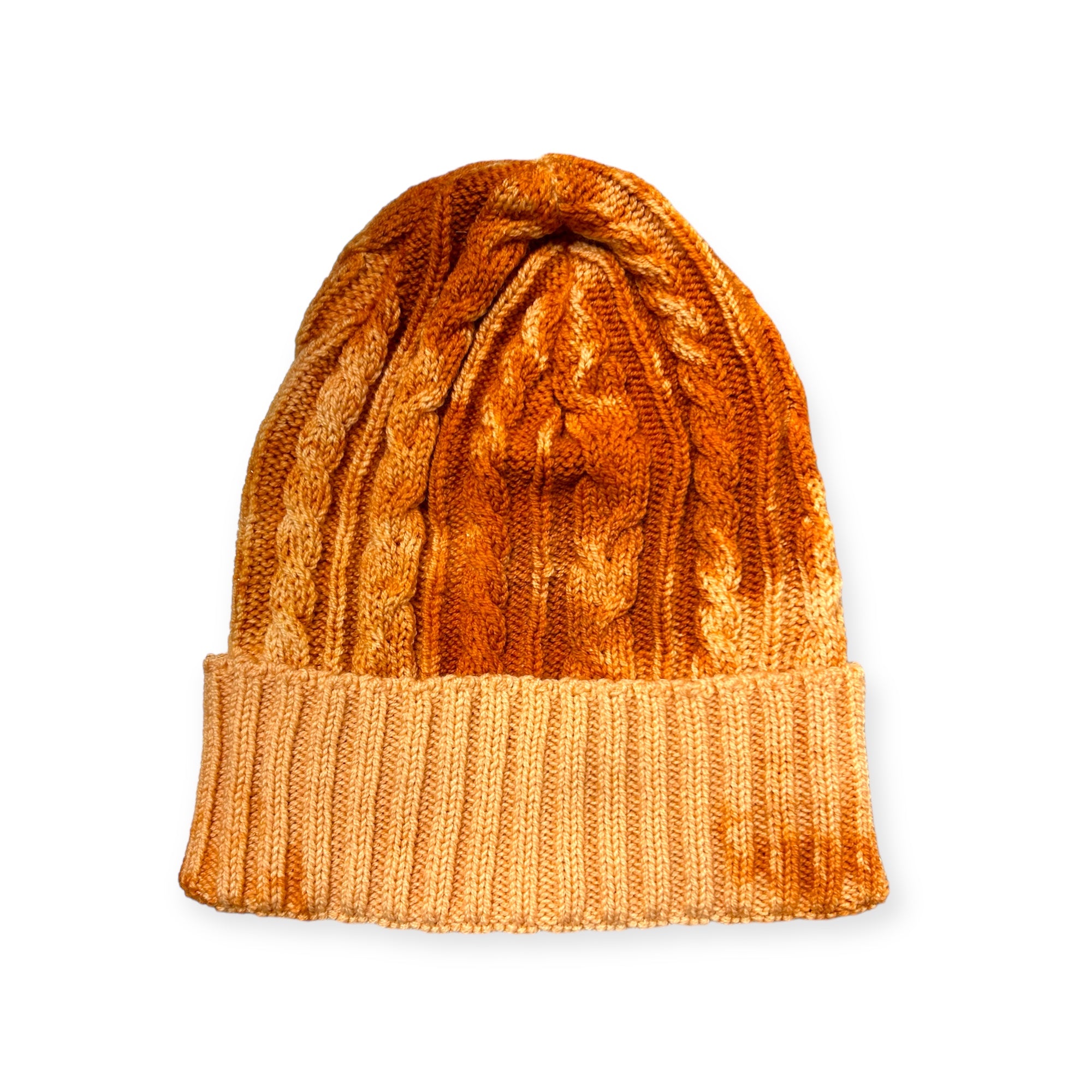 Hats-Naturally Dyed Beanie - Onion Skin Marbled-WOOLTRIBE