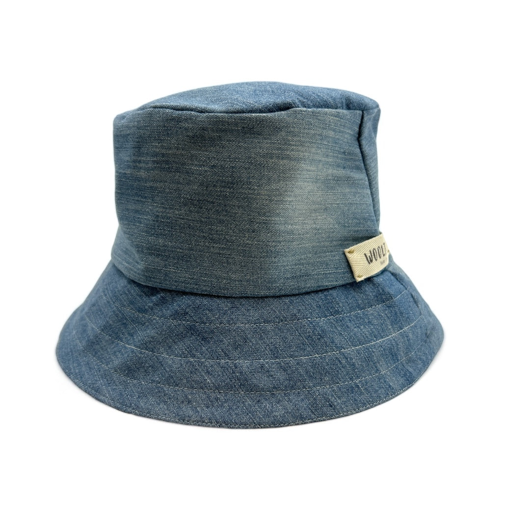 -The Essential Bucket Hat - Chambray and Check-WOOLTRIBE